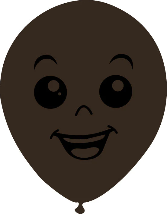 5" Latex Balloons Single Sided (25 Per Bag) Face Print 01 Decomex Chocolate Brown