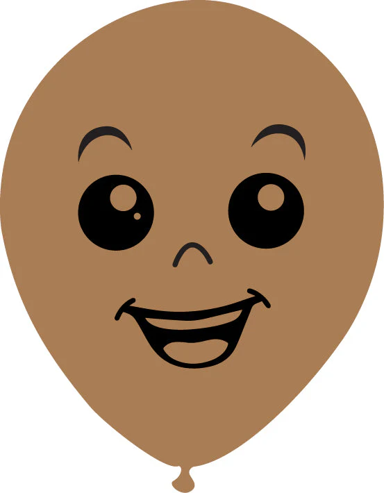 5" Latex Balloons Single Sided (25 Per Bag) Face Print 01 Decomex Desert Sand