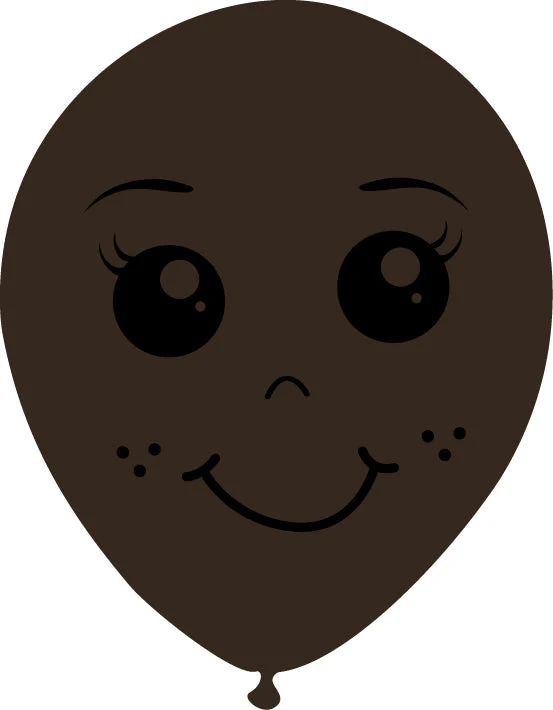 5" Latex Balloons Single Sided (25 Per Bag) Face Print 02 Decomex Chocolate Brown