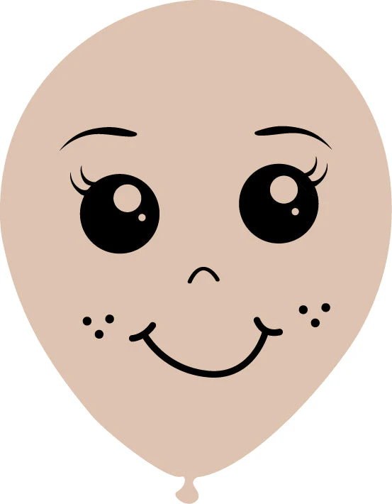 5" Latex Balloons Single Sided (25 Per Bag) Face Print 02 Decomex Skin Blush