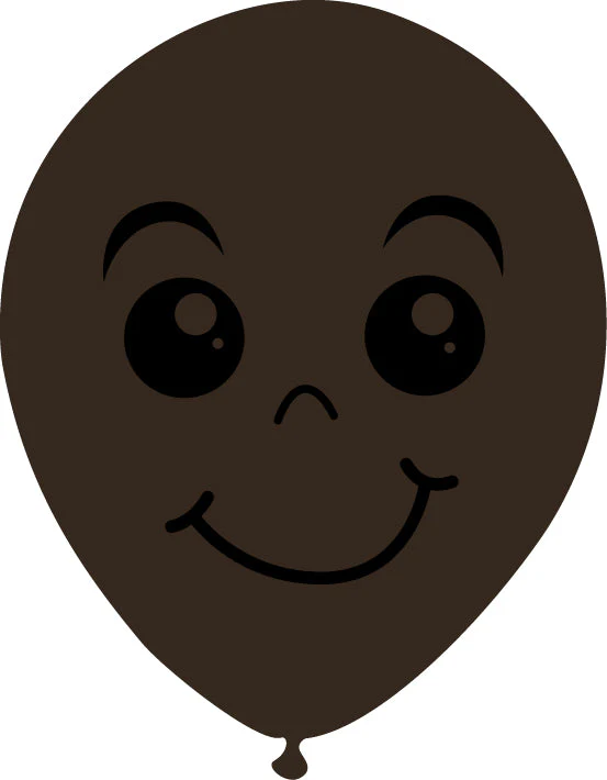 5" Latex Balloons Single Sided (25 Per Bag) Face Print 03 Decomex Chocolate Brown