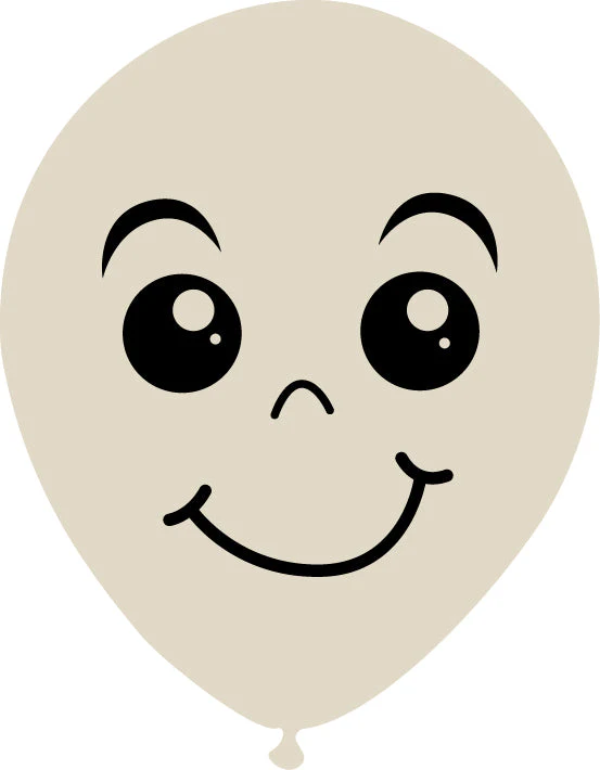 5" Latex Balloons Single Sided (25 Per Bag) Face Print 03 Decomex Sand
