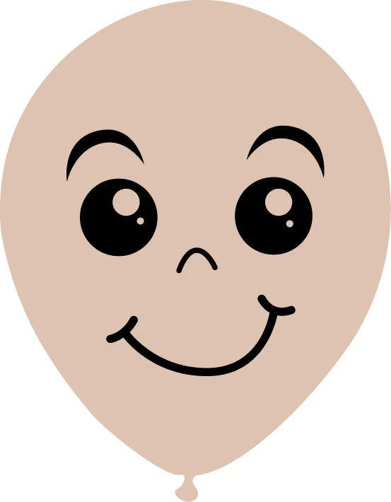 5" Latex Balloons Single Sided (25 Per Bag) Face Print 03 Decomex Skin Blush