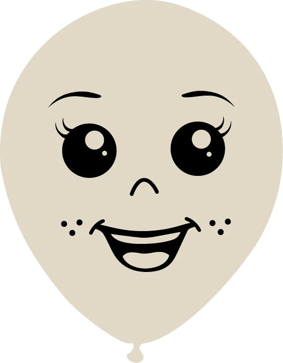 5" Latex Balloons Single Sided (25 Per Bag) Face Print 04 Decomex Sand