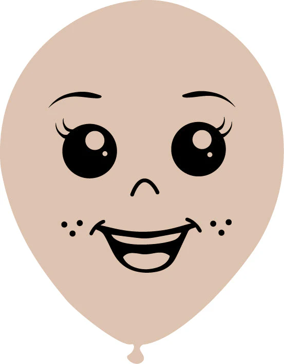 5" Latex Balloons Single Sided (25 Per Bag) Face Print 04 Decomex Skin Blush