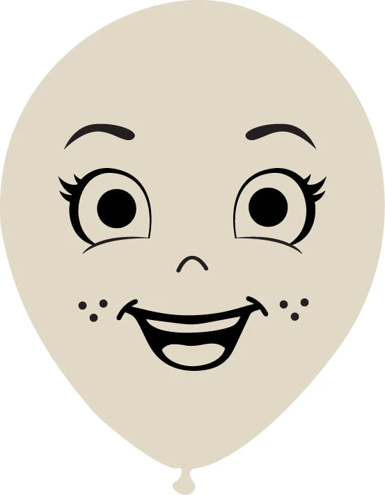 5" Latex Balloons Single Sided (25 Per Bag) Face Print 05 Decomex Sand