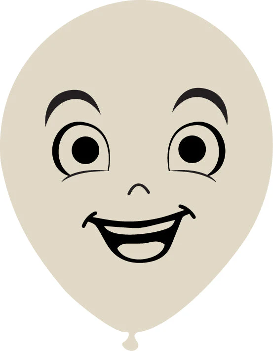 5" Latex Balloons Single Sided (25 Per Bag) Face Print 06 Decomex Sand