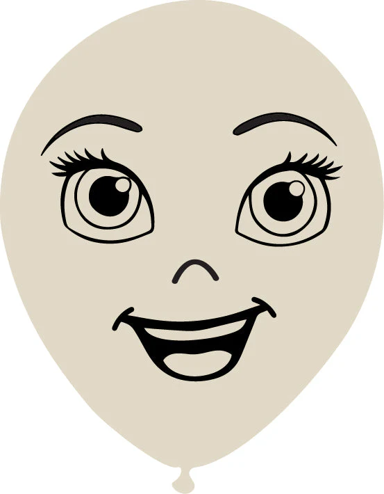 5" Latex Balloons Single Sided (25 Per Bag) Face Print 07 Decomex Sand