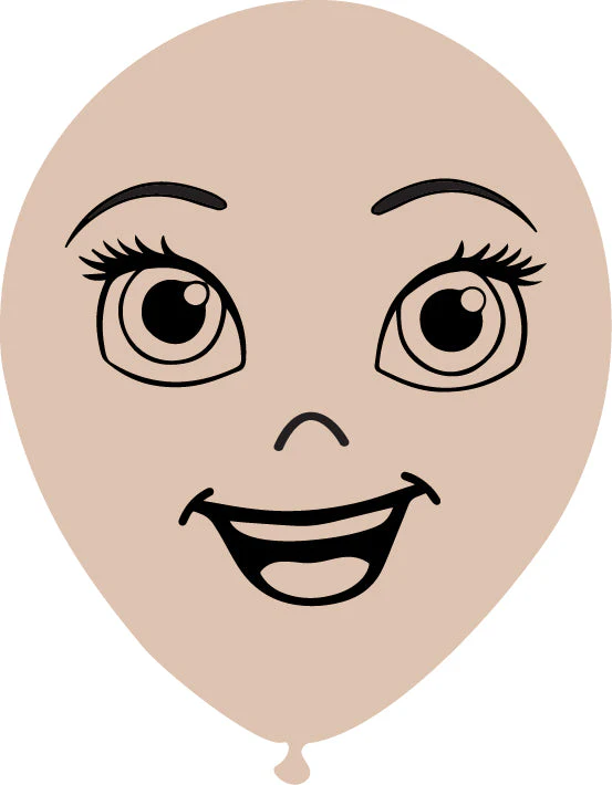 5" Latex Balloons Single Sided (25 Per Bag) Face Print 07 Decomex Skin Blush