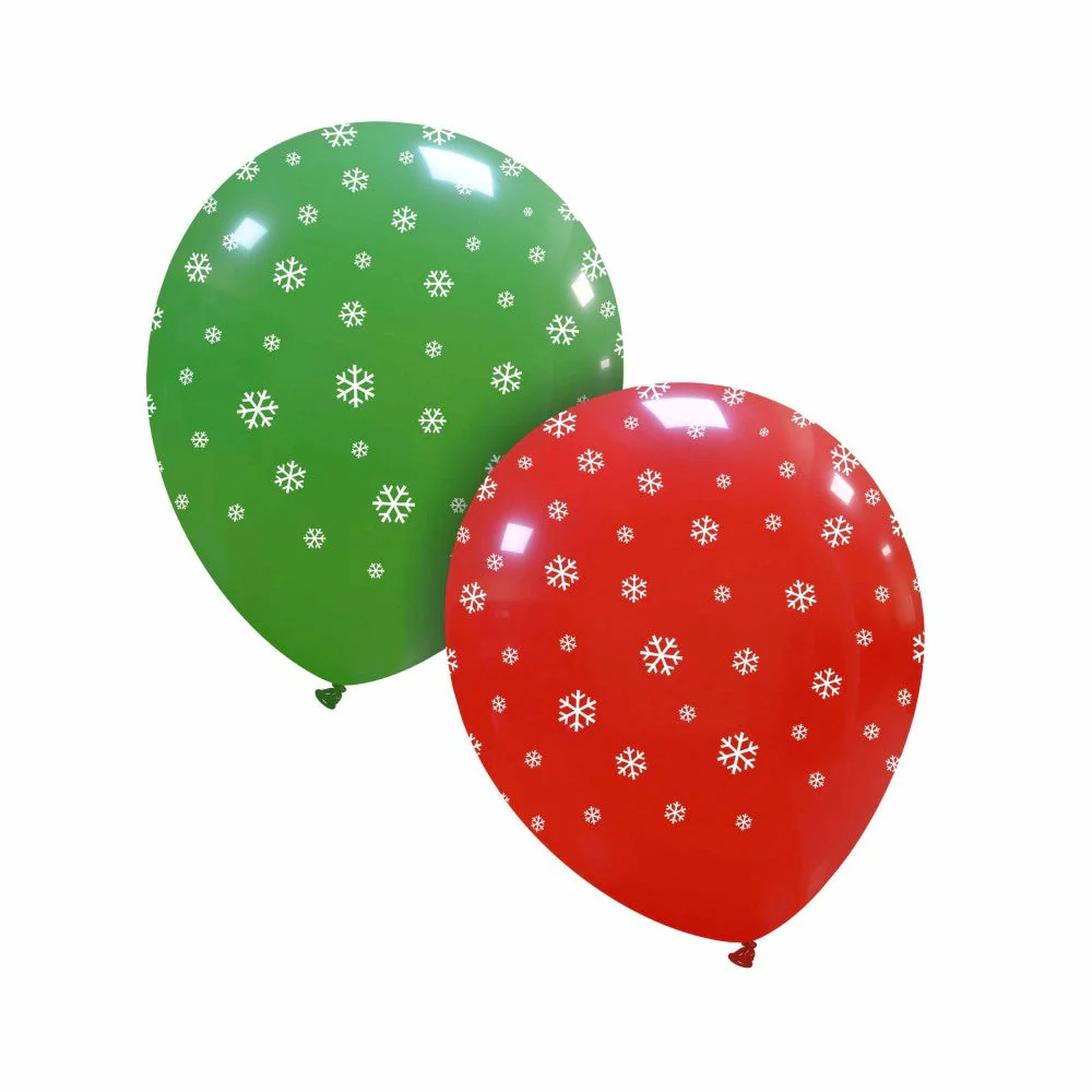 5" Snow Flakes Mixed All Around (100 Per Bag) Cattex Brand Printed Latex Balloons