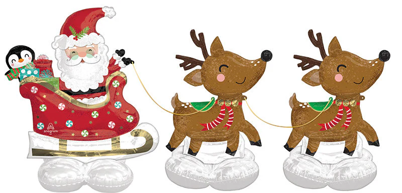 51" Santa and Reindeer Airloonz Consumer Inflatable Foil Balloon