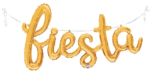 53" Air Filled Only Fiesta Script - Gold Foil Balloon