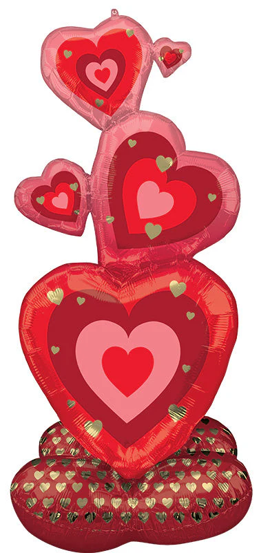 55" Airloonz Consumer Inflatable Stacking Hearts Foil Balloon