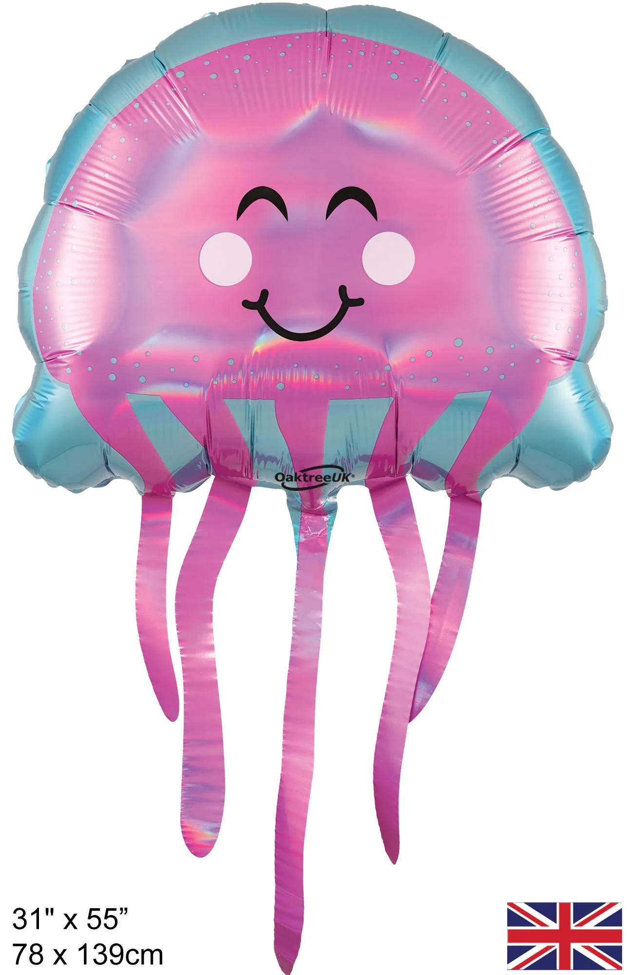 31" x 55" Iridescent Jellyfish Packaged Oaktree Brand Mylar/Foil Balloon