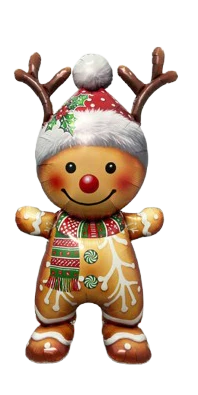 58" Standing Airfill Only Christmas Gingerbread Man Foil Balloon