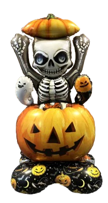 58" Standing Airfill Only Halloween Strike Pumpkin Skeleton Foil Balloon