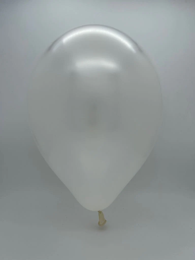 6" Metallic Pearl White Decomex Linking Latex Balloons (100 Per Bag) - Image 2