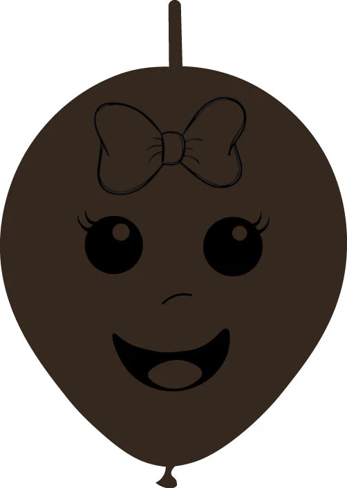 6" Linking Latex Balloons Single Sided (25 Per Bag) Baby Face Print 01 Decomex Chocolate Brown