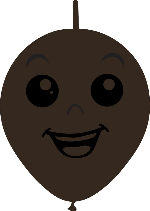 6" Linking Latex Balloons Single Sided (25 Per Bag) Face Print 01 Decomex Chocolate Brown