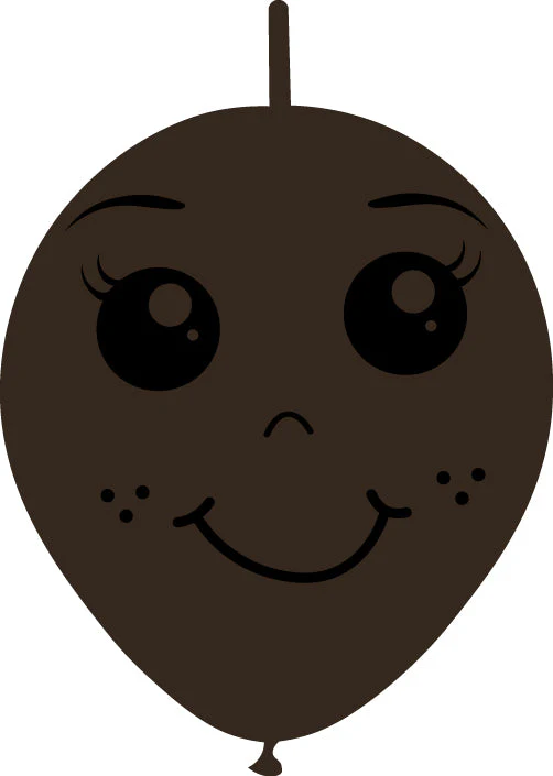6" Linking Latex Balloons Single Sided (25 Per Bag) Face Print 02 Decomex Chocolate Brown