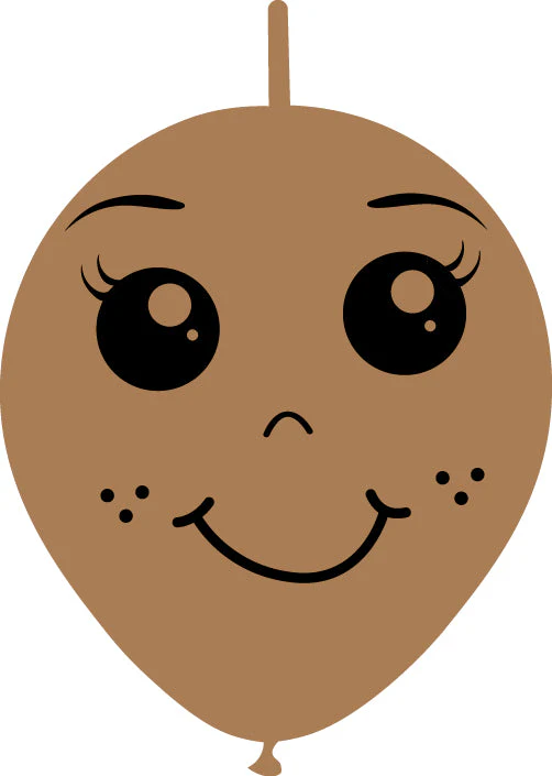 6" Linking Latex Balloons Single Sided (25 Per Bag) Face Print 02 Decomex Desert Sand