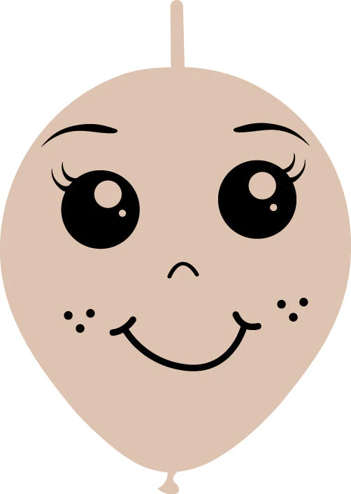 6" Linking Latex Balloons Single Sided (25 Per Bag) Face Print 02 Decomex Skin Blush