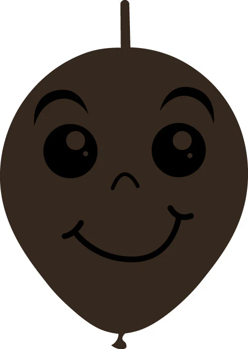 6" Linking Latex Balloons Single Sided (25 Per Bag) Face Print 03 Decomex Chocolate Brown