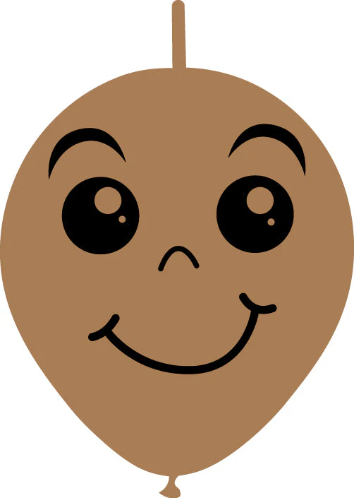 6" Linking Latex Balloons Single Sided (25 Per Bag) Face Print 03 Decomex Desert Sand
