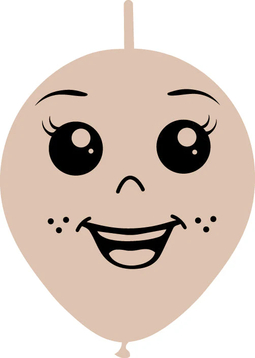 6" Linking Latex Balloons Single Sided (25 Per Bag) Face Print 04 Decomex Skin Blush