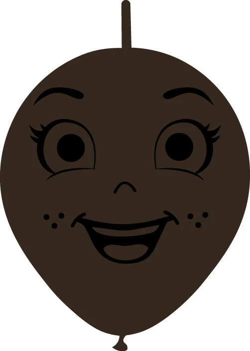 6" Linking Latex Balloons Single Sided (25 Per Bag) Face Print 05 Decomex Chocolate Brown