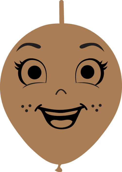 6" Linking Latex Balloons Single Sided (25 Per Bag) Face Print 05 Decomex Desert Sand