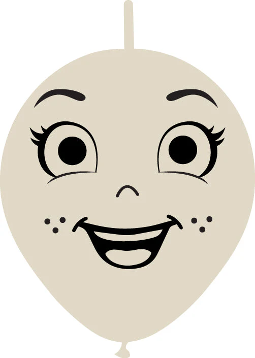 6" Linking Latex Balloons Single Sided (25 Per Bag) Face Print 05 Decomex Sand