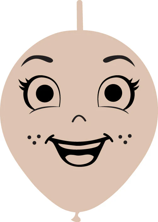6" Linking Latex Balloons Single Sided (25 Per Bag) Face Print 05 Decomex Skin Blush