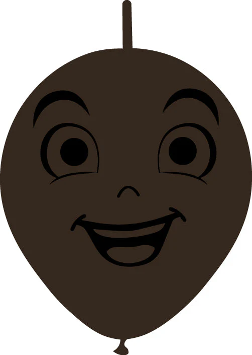 6" Linking Latex Balloons Single Sided (25 Per Bag) Face Print 06 Decomex Chocolate Brown