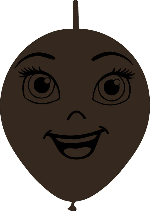 6" Linking Latex Balloons Single Sided (25 Per Bag) Face Print 07 Decomex Chocolate Brown