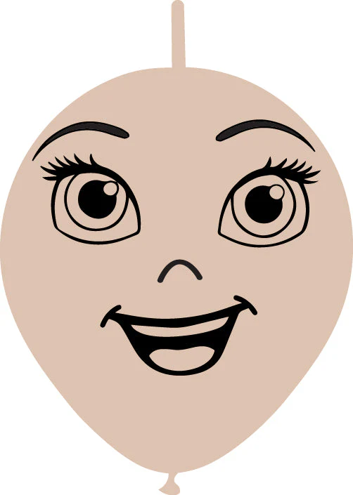 6" Linking Latex Balloons Single Sided (25 Per Bag) Face Print 07 Decomex Skin Blush