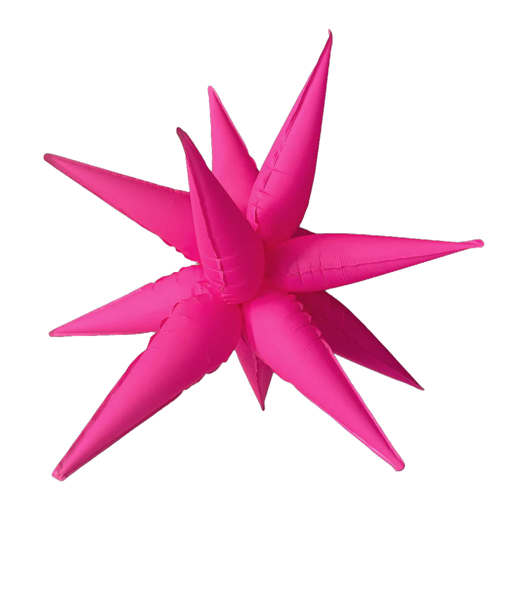 60" Airfill Only Neon Pink Deco Starburst (12 Piece Kit) Balloon