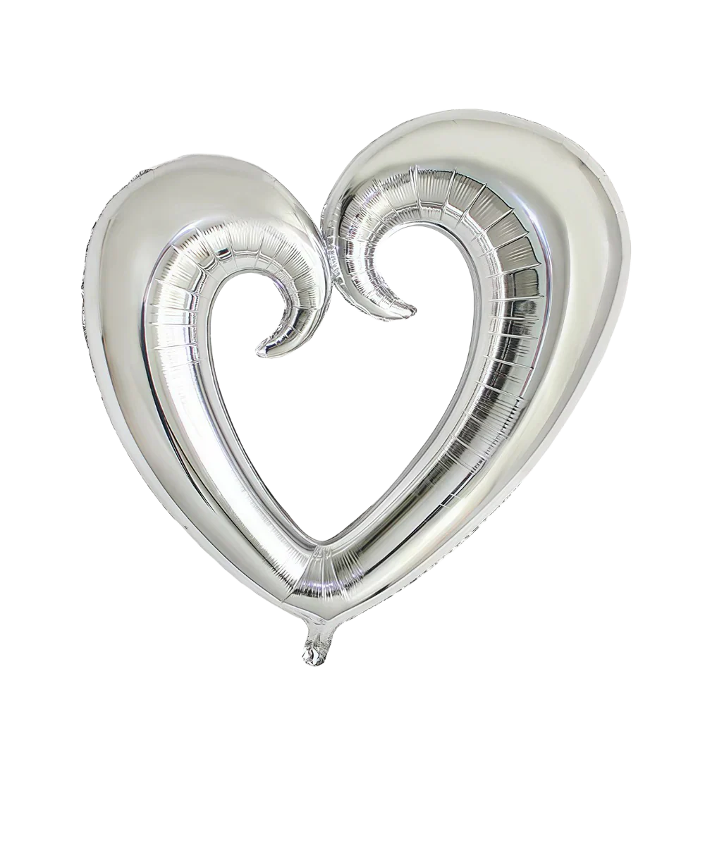 65" Airfill Only Hollow Heart Silver Deco Giant Balloon