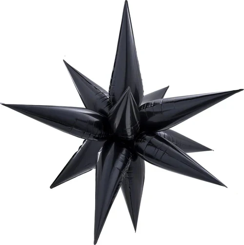 40" Airfill Decor Only Decochamp Brand Starburst Black Foil (12 Piece Kit) Balloon