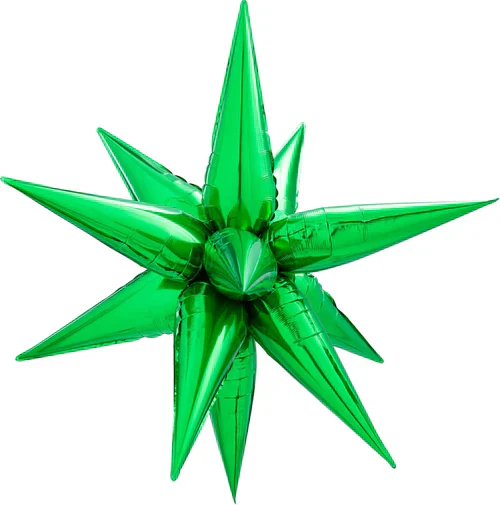 26" Airfill Decor Only Decochamp Brand Starburst Green Foil (12 Piece Kit) Balloon