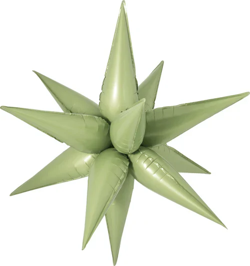 26" Airfill Decor Only Decochamp Brand Starburst Olive Green Foil (12 Piece Kit) Balloon