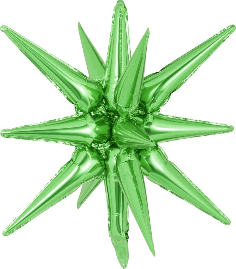 22" Airfill Decor Only Decochamp Brand Starburst Green Foil (One Piece) Balloon