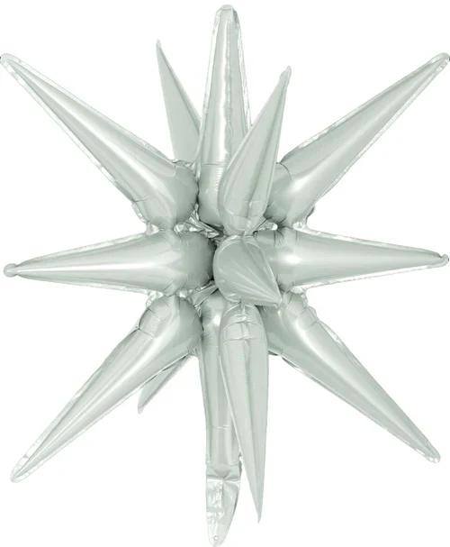 22" Airfill Decor Only Decochamp Brand Starburst Eucalyptus/ Grey Foil (One Piece) Balloon
