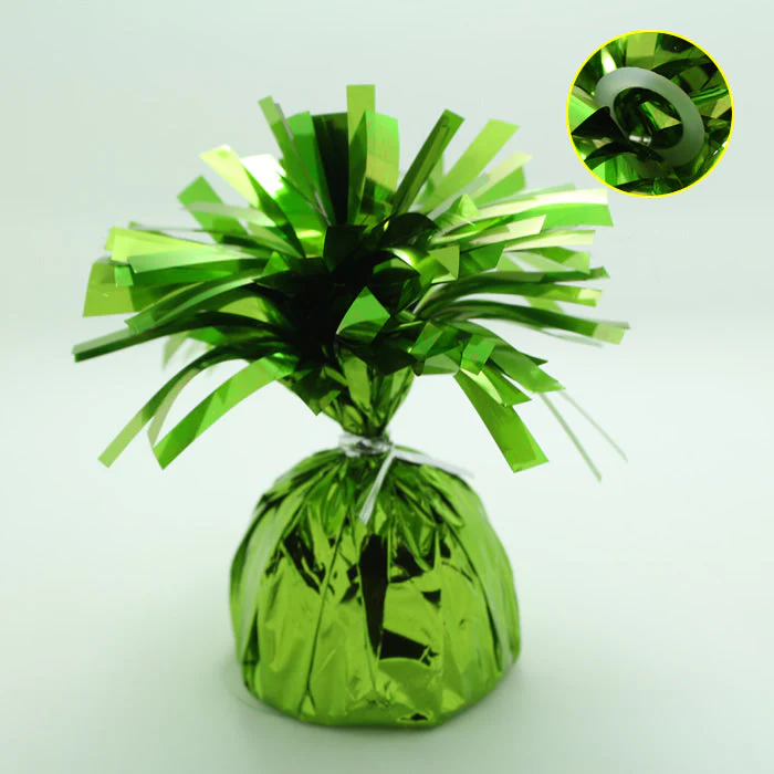 6 oz Lime Green Foil Wrapped Balloon Weight