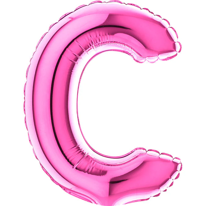 7" Airfill Only (Sticks Sold Separately) (requires heat sealing) Letter C Fuschia Foil Balloon
