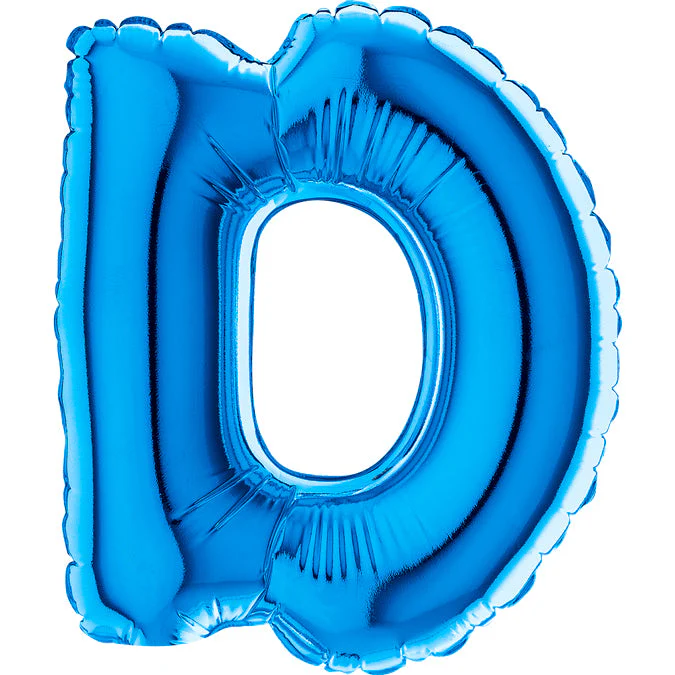 7" Airfill Only (Sticks Sold Separately) (requires heat sealing) Letter D Blue Foil Balloon