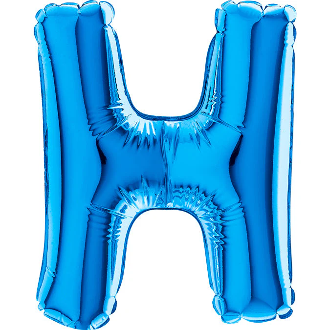 7" Airfill Only (Sticks Sold Separately) (requires heat sealing) Letter H Blue Foil Balloon