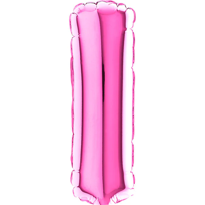 7" Airfill Only (Sticks Sold Separately) (requires heat sealing) Letter I Fuschia Foil Balloon