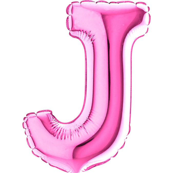 7" Airfill Only (Sticks Sold Separately) (requires heat sealing) Letter J Fuschia Foil Balloon
