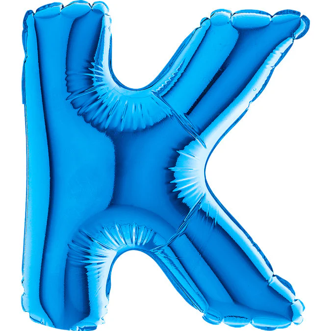 7" Airfill Only (Sticks Sold Separately) (requires heat sealing) Letter K Blue Foil Balloon